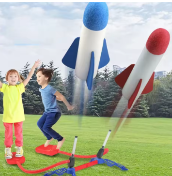 Kids Outdoor Rocket Foot Pump Outdoor Air Pressing Soaring Rocket Suit Jumps Air Powered Rocket Launcher Game Children Toy Gifts